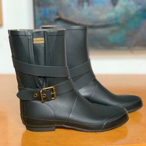 BURBERRY Black Mid Buckle Rain boot sz 8-8.5